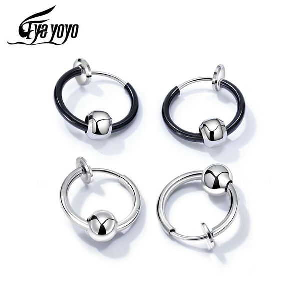 

eyeyoyo simple hoop earring stainless steel black silver color anti-allergy healthy earrings, Golden;silver