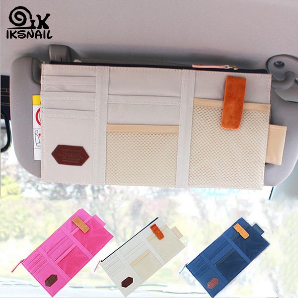 

iksnail fashion cd storage holder car sun visor cd disk card case holder tissue glasses pen bills storage bag auto accessories