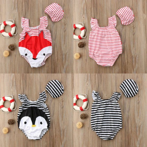 

lovely kid baby girl 3d fox/penguin swimwear swimsuit bathing suit beachwear