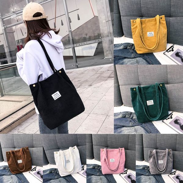 

fashion women corduroy pure color shoulder bag satchel tote hand bag travel dropshipping borsa a tracolla#30