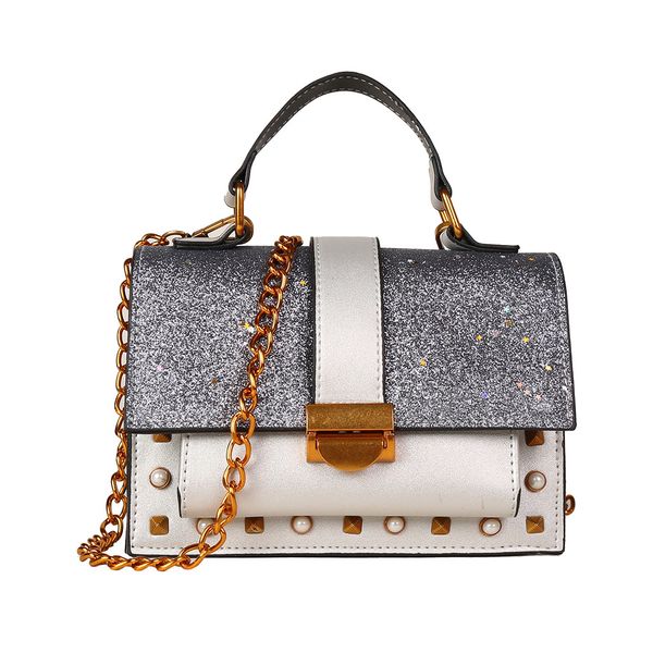 

ishowtienda sequin chains bags pearls women wild hasp messenger bag fashion one-shoulder small square bag summer bolsa feminina