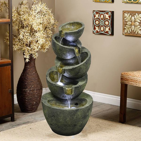 

5-многоуровневое 23,5 h каскадного водопад фонтан для сада декора с led lights