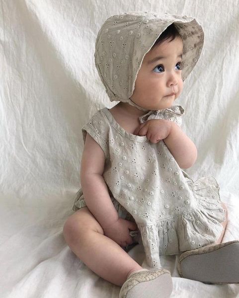 

infant vest shorts and hat set kids clothes girls for newborn baby 2020 summer baby outfit with matched cap set sleeveless, White