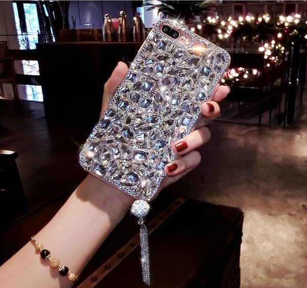 

XSMYiss Bling Jeweled Rhinestone кристалла алмаза Мягкая задняя Подвеска телефон Дело Обложка д