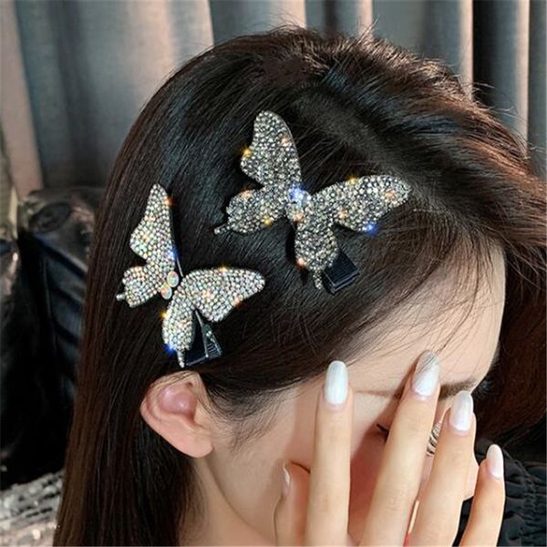 

fyuan shine butterfly crystal hairpins for women bijoux rhinestones hair accessories wedding banquet jewelry, Golden;silver