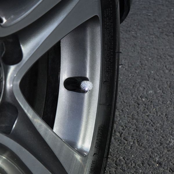 

4pcs set car tire cap air sealing cap crystal diamond universal valve core car decoration accessories auto products 77ue