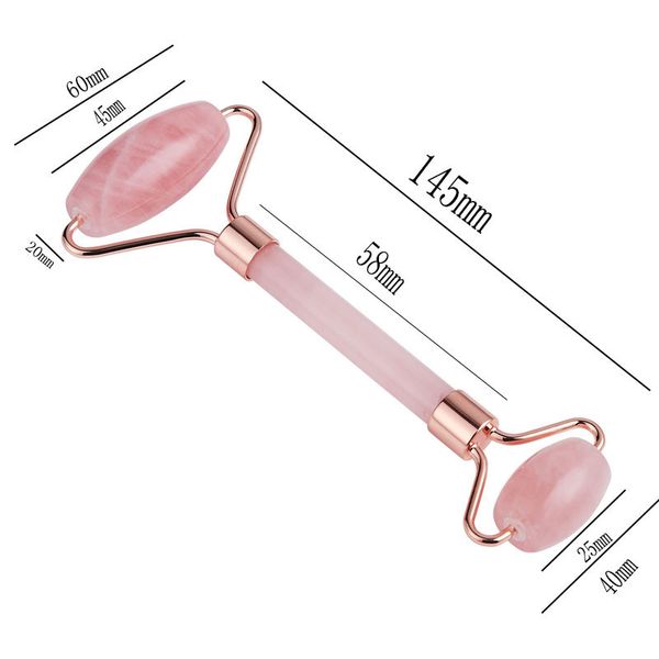 Dropshipping freeshipping Massager sottile del fronte naturale del rullo della giada di massaggio facciale con il rullo di giada rosa muto della spina di gomma