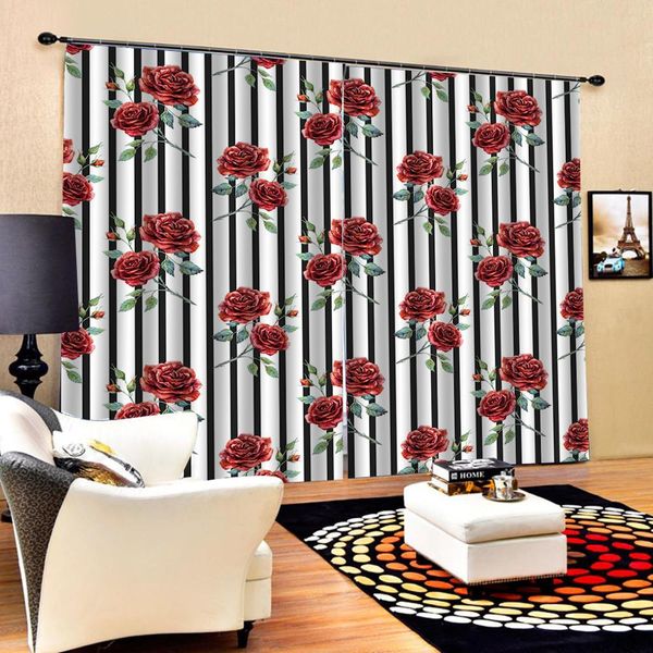 

red curtains flower curtain bedroom 3d window curtain luxury living room decorate cortina