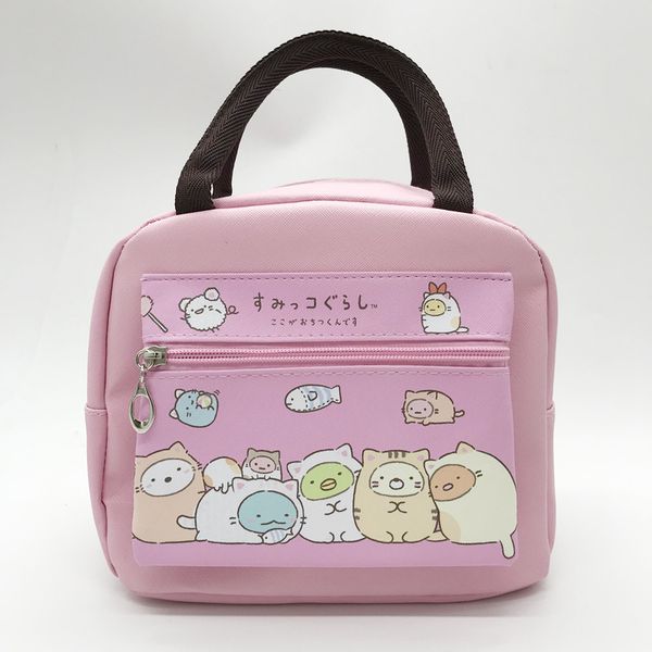 

cartoon sumikko gurashi little twin stars my melody kawaii insulated lunch bag girls kids pu waterproof picnic tote handbag, Blue;pink