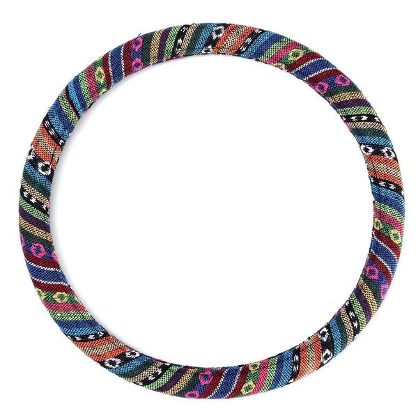 

15"/38cm universal car steering wheel cover non-slip natural fiber braid national style handle bar wrap colorful