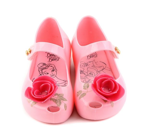 

mini melissa new beauty beast kids jelly sandals girl princess sandals melissa brand shoes rose teacup, Black;red