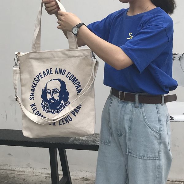 

harajuku vintage большой емкости мультфильма письмо печать ulzzang холст сумка большой емкости мешки плеча опрятный стиль