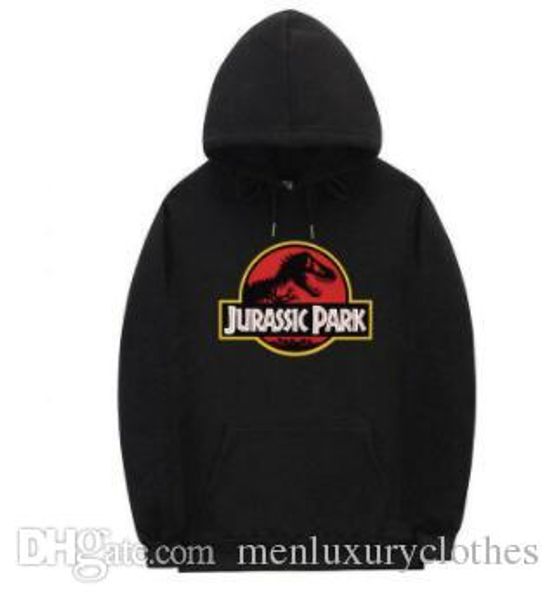

jurassic park mens skateboard sweatshirts casual hooded hiphop street hoodies designer clothing, Black
