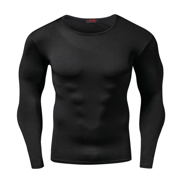 

new arrival quick dry compression shirt long sleeves training tshirt summer fitness clothing solid color bodybuild gym crossfit, Black