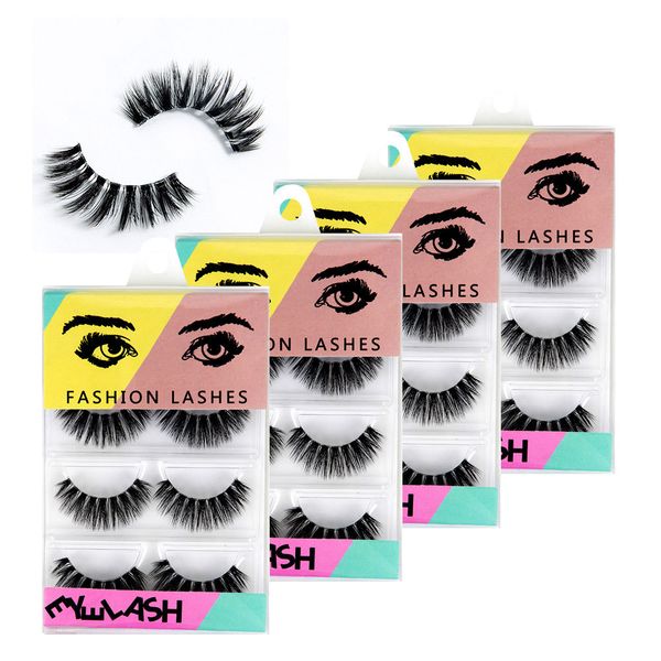 

4 pairs lot mink lashes thick curl natural long fashion false eyelashes semi-hand full strip eyelashes new arrive