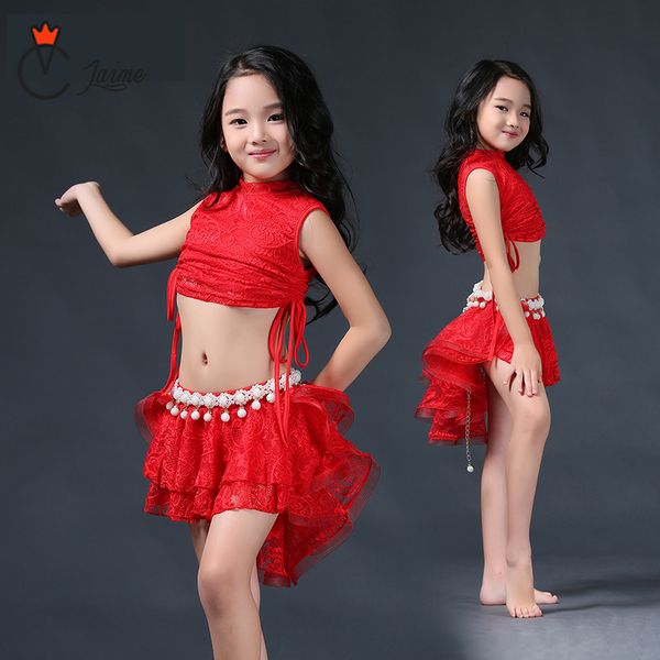 

kids belly dance costumes set oriental dance children dresses belly clothes bellydancing child kids3 colors, Black;red
