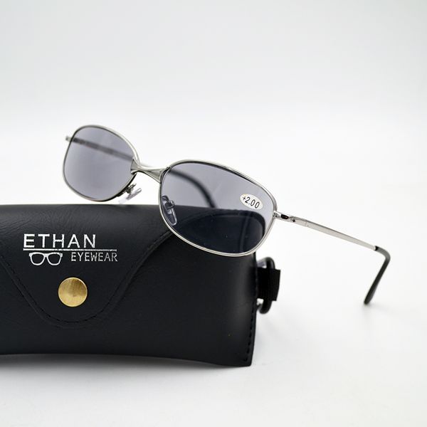 

retro women mensun reading glasses with case silver metal frame sun readers gray lens gafas diopter +1.0-3.0 a1, White;black