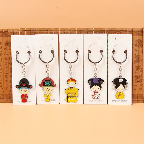 

chinese palace cartoon character the forbidden city metal key chain key ring for women man festiveal gift chinese collection, Silver