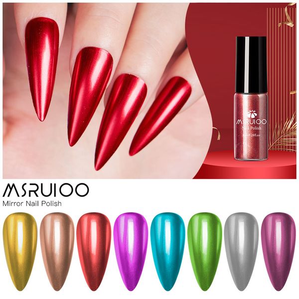 

msruioo fashion mirror nail polish silver gold purple rose color 6ml soak off nail polish girl cute decoration tool