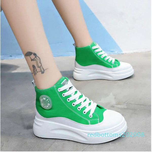 

sneakers female 2019 new autumn tide shoes net white wild korean version of the muffin platform womens breathable high-canvas shoes 08r, Black