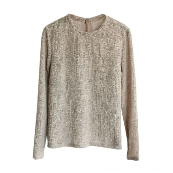 

temperament commuting round fold shaped fabric bubble yarn long sleeve pullover female middle collar width, White