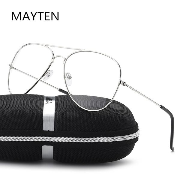 

oversized polit glasses frame men women's sun glasses metal frame eyewear vintage female clear lens optics spectacle, Black