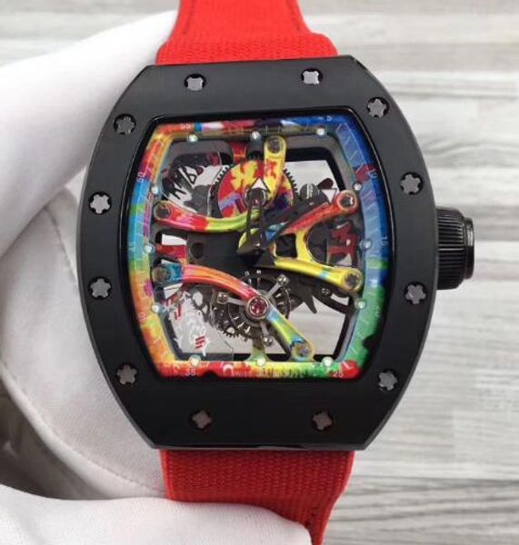 

brand luxury mens antique mechanical watches transparent openworked dial red ribbon canvas strap automatic men business wristwatches, Slivery;brown