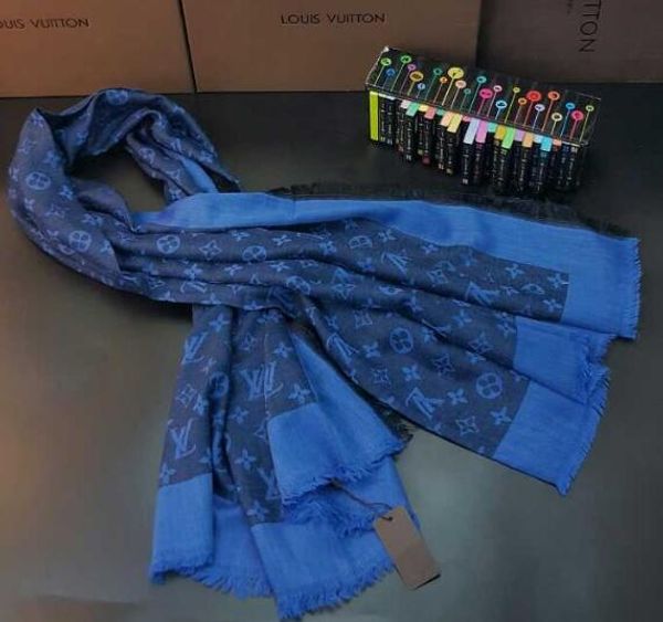 

woman soft square scarf luxury four seasons style silk and cotton men scarf long shawl printed size140-140, Blue;gray