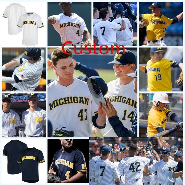 

custom michigan wolverines baseball jersey dan bos john dyda andrew capone shaun hannibal alex braid tyler troyer garrett davis jersey, Blue;black