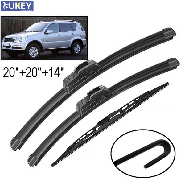 

xukey 3pcs/set front rear tailgate wiper blades for ssangyong rexton 2016 2015 2014 2013 2012 2011 2010 2009 2008 2007 2006 2005