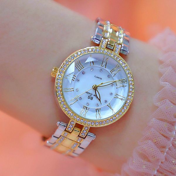 

women watch 2019 dress silver gold women wrist watch quartz diamond ladies watches female clock bayan kol saati, Slivery;brown