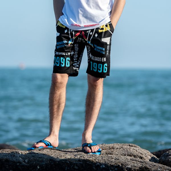 

summer board shorts for men swimming shorts man swimsuit bathing wear surf boxer brie 2019 brand men's beach swim trunks, White;black