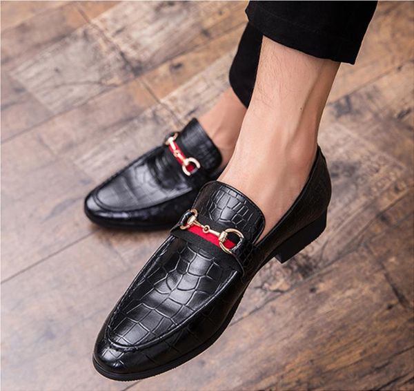 

pointed toe mens dress shoes business leather luxury wedding loafer floral print men flats office party formal shoes mens moccasins size 47, Black