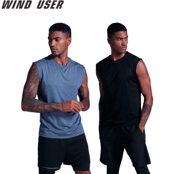 

running vests men running shirts breathable gym tank quick dry vest for men fitness athletic gym sport vests bodybuilding, Black;blue