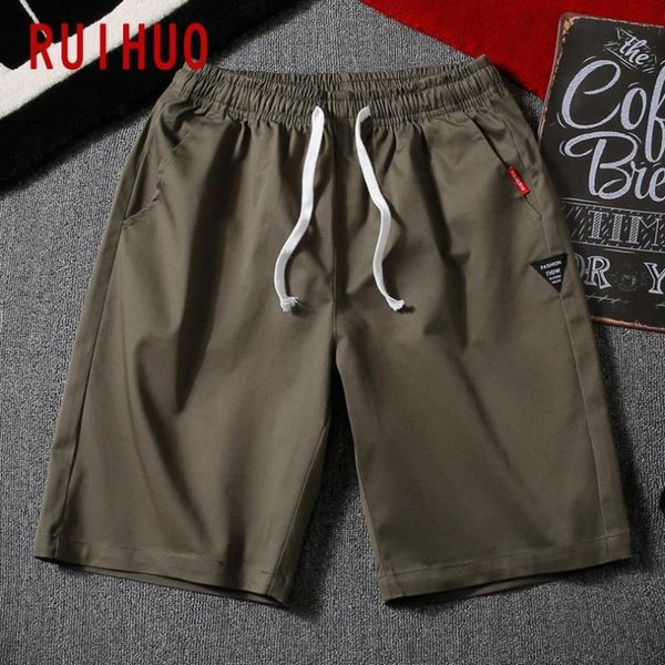 

ruihuo 2020 новый casual shorts men summer мужской фитнес мужчины шорты мужчины колена мода дышащий joggers плюс размер m-5xl, White;black