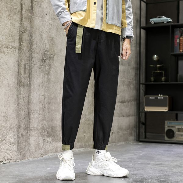 

2020 гарем joggers harajuku sweatpant hip hop брюки повседневные брюки сплошные цвета мужчины хлопок stretch pants, Black