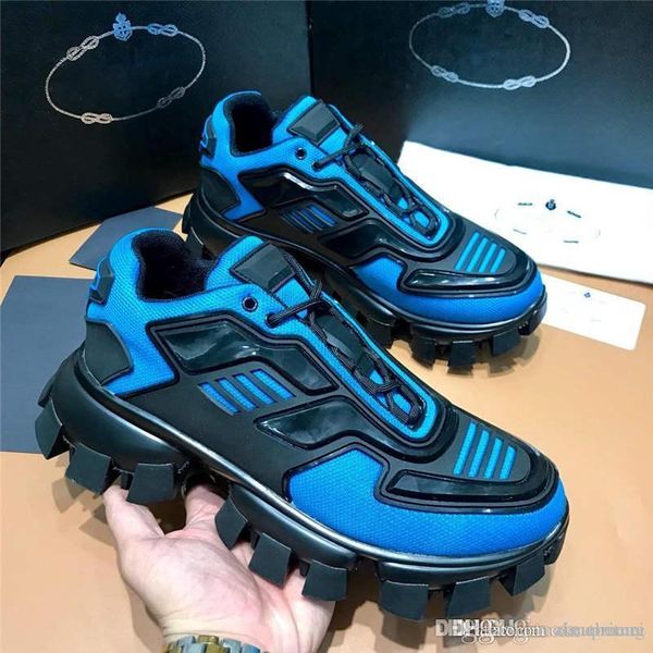 

prad cloudbust thunder sky blue black leather sneakers shoes with original box, Blue;gray