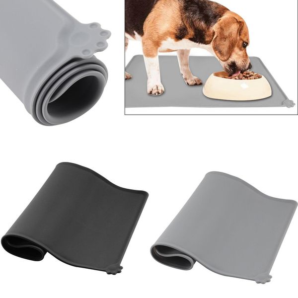 

cat bowl silicone mat dog pet feeding water food dish tray wipe clean floor placemat for puppy kitty 47*30cm