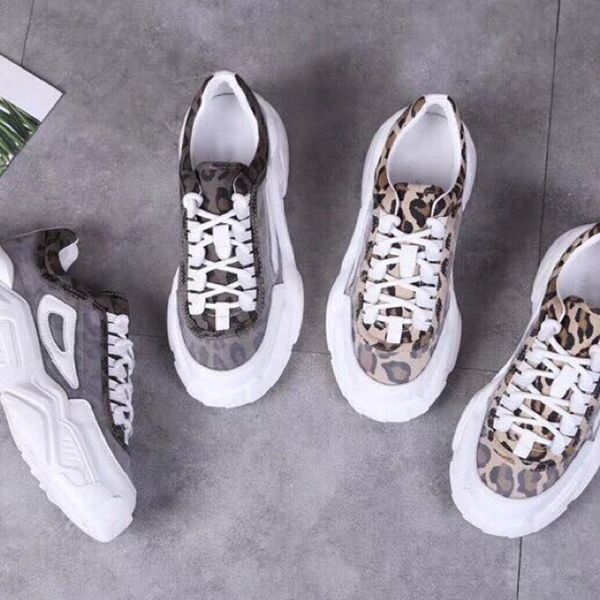 

casual shoes designer shoes chaussures fashion cowhide genuine leather leopard print fabric high-end women luxury casual shoes, Black