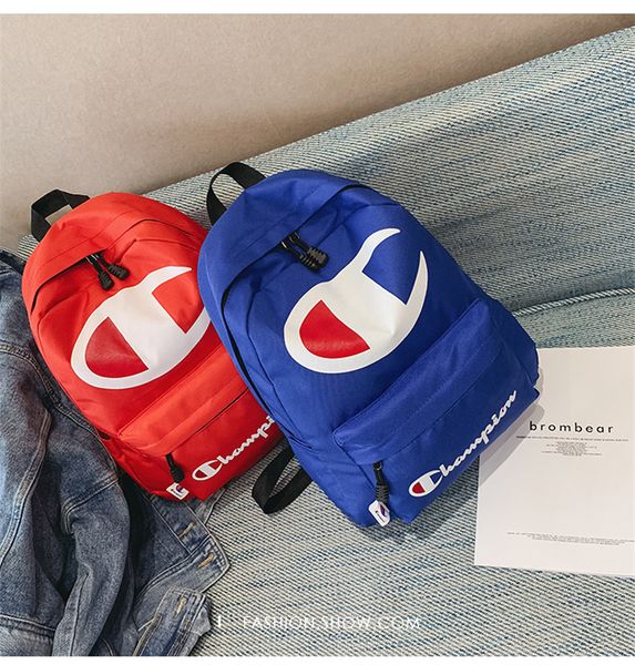 

Unisex Champions Letter Printed Backpack Fashion Shoulders Bags Preppy Style Large Capacity Schoolbags for Boy Girls Travel Beach Bag C422