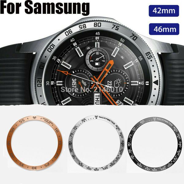 

anti scratch metal bezel ring adhesive cover for samsung gears3 frontier 42/46mm, Black;brown