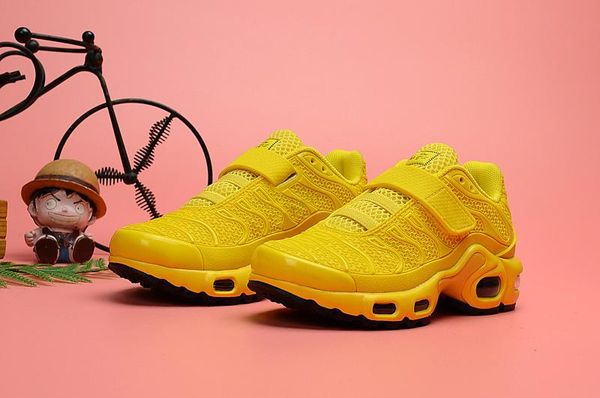 

большая маленькая детская обувь кпу mercurial plus tn радуга желтый белый розовый черный красный красный крючок-петля chaussures молодежные, Black