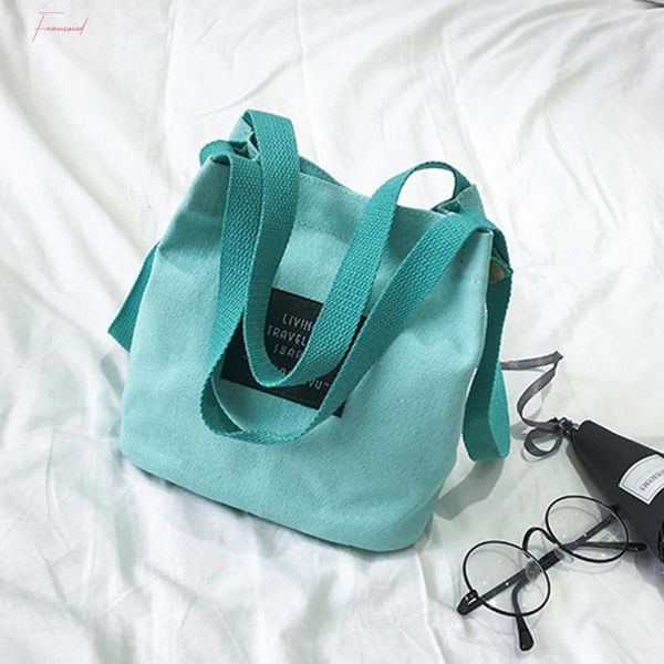 

fashion lady canvas bucket bag handbag small shoulder bag crossbody messenger bags women bag multiple color