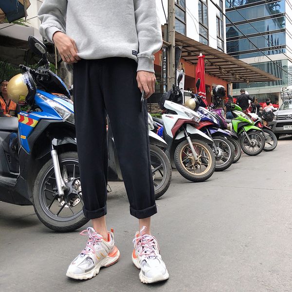 

2019 spring mens jeans for men unpants straight solid harlan couple korean classic black streetwear sell trousers, Blue
