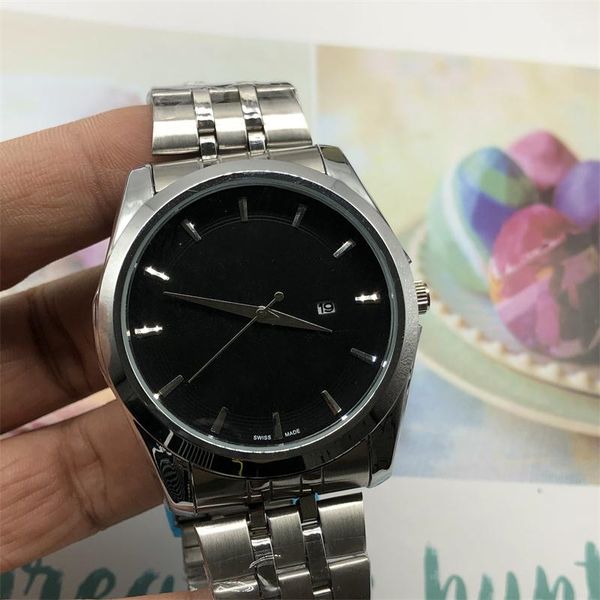 

luxury men wristwatch 2019 luxury a brand quartz automatic movement waterproof wristwatch fashion fine leather band calendar wristwatches, Slivery;brown