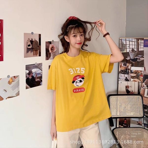 

20 fresh girlstyle small cartoon printing all-match simple short-sleeved t-shirt female r354 20 fresh girlstyle small cartoon printing all, White