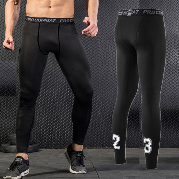 

new 2019 pro tight skinny men's fitness running compression capris leggings tights male basketball football quickly dry training pants, Black