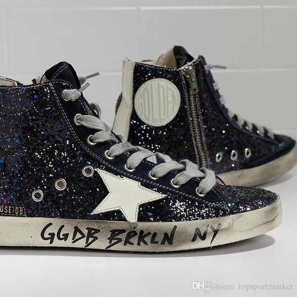 

2019 women golden gooses wool fashion dirty shoes sneakers francy fabric embroidered space glitter and lanther star silver moon luxury italy, Black;red