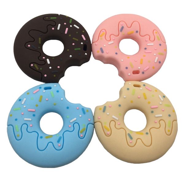 

baby teether silicone soother chewable teething toy baby gift food grade silicone teething pendant doughnut teether