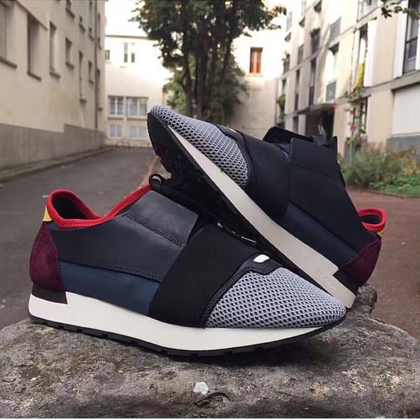

name brand original box shoe mans casual race runner shoes woman comfortable pointed toe low cut new color mesh trainer shoes size 35-46 t05, Black
